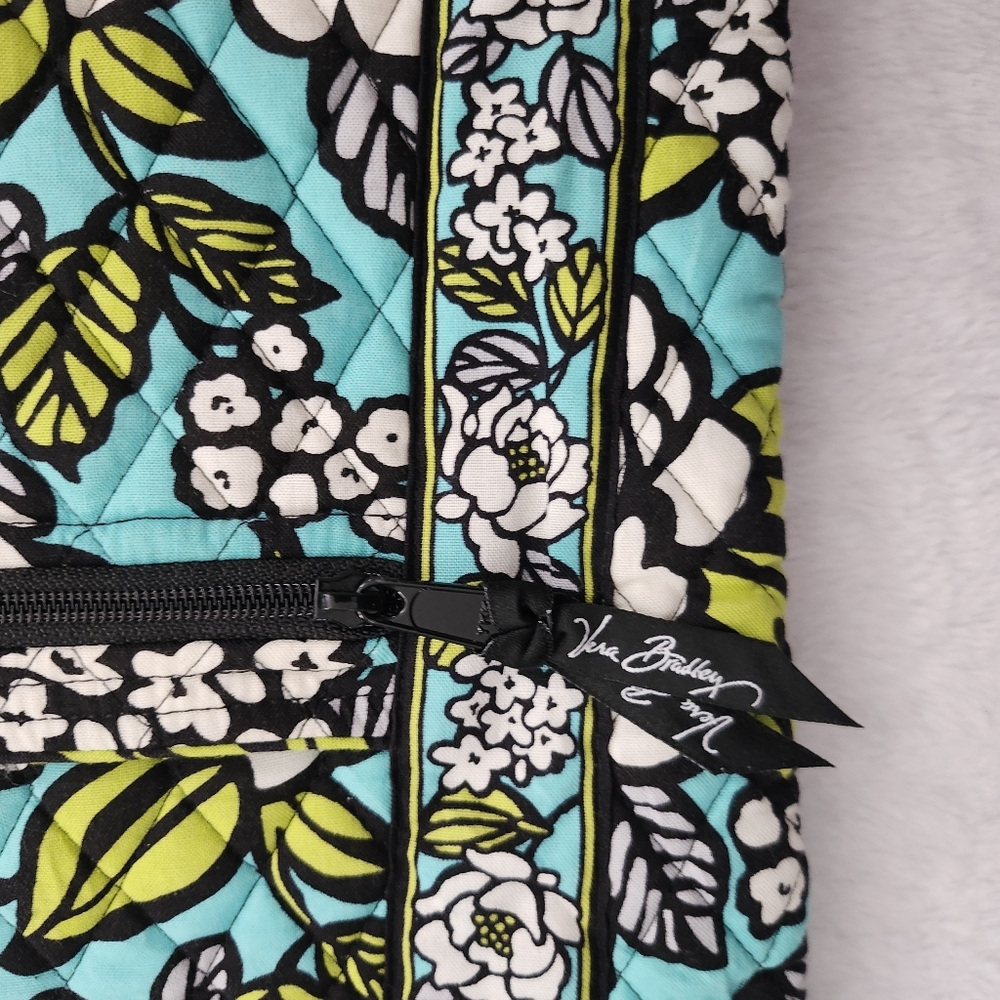 VERA BRADLEY Floral Quilted Fabric Messenger Crossbody Bag Multicolor Teal Black - Picture 3 of 8